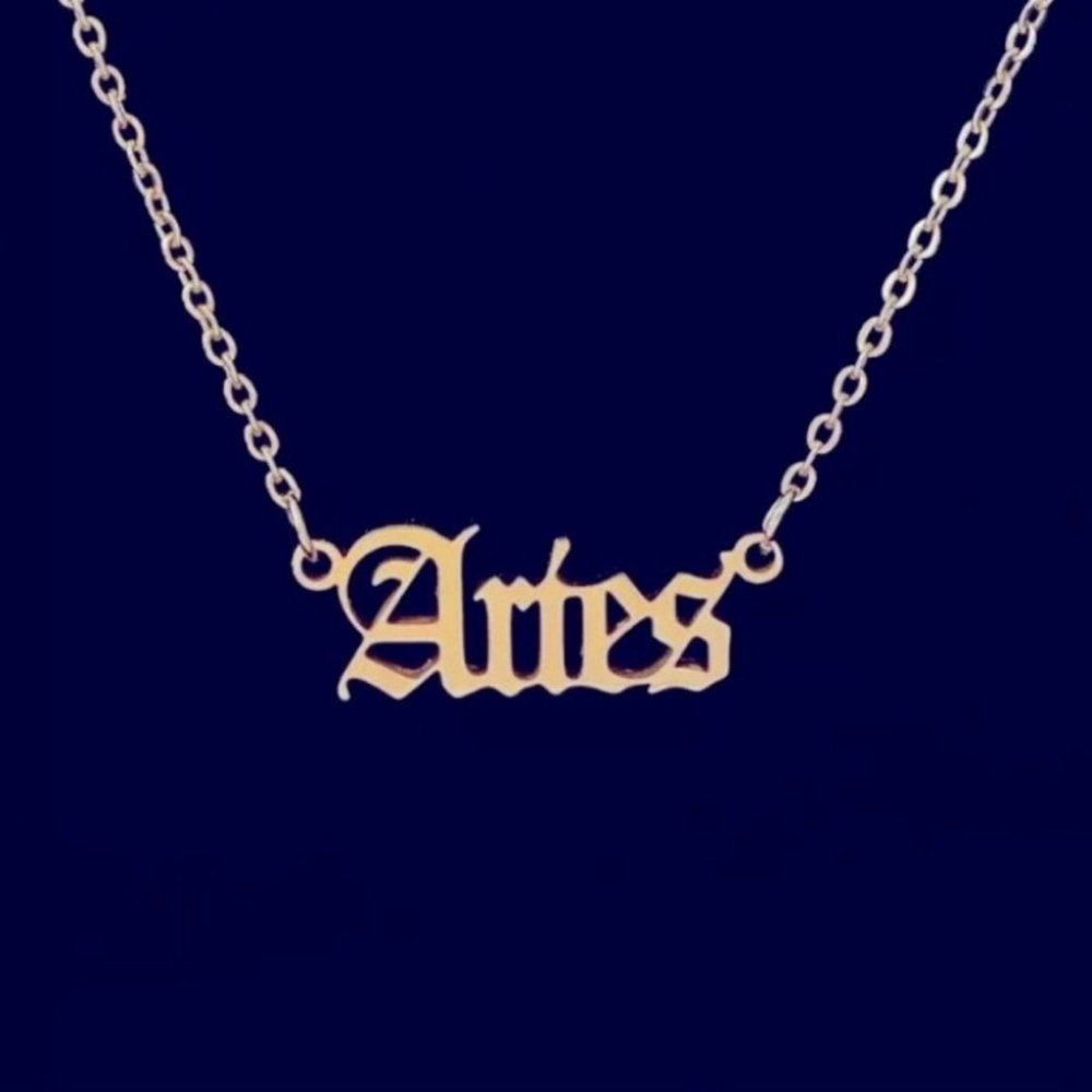 12 Astrological Letter Pendants Gold Necklace 925 - Picture 2 of 13